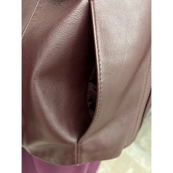Preston & York Women Full Zip Front Burgundy Lamb Leather Jacket Size M - Picture 8 of 12